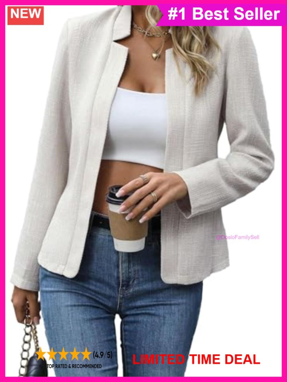Women's Tweed Plaid Blazer Slim Fit Notch Collar Business Casual